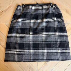Talbots Black, Gray & Cream Plaid A-Line Skirt New